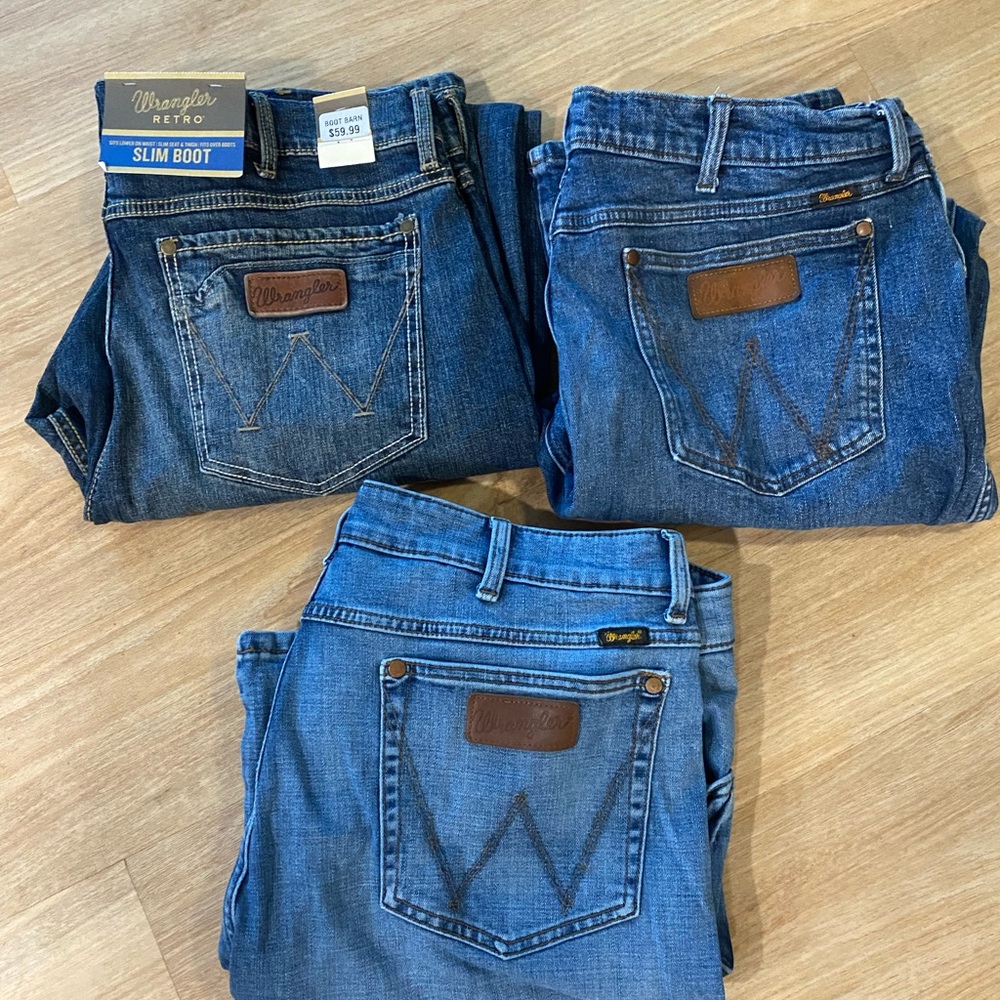 Mens wrangler 38x32 jeans slim boot